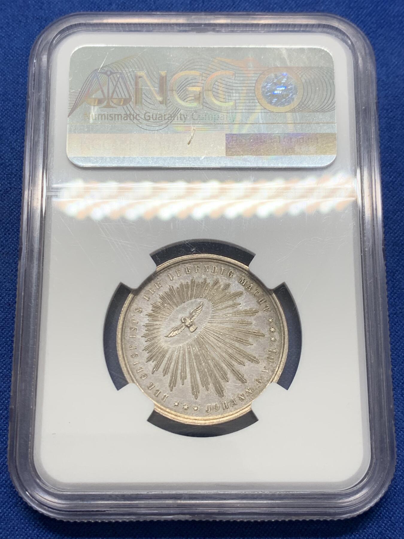 《竞宝斋》第436场 周日，周一2场连拍 （全场包邮） NGC MS61 19世纪左右 德国宗教洗礼银章