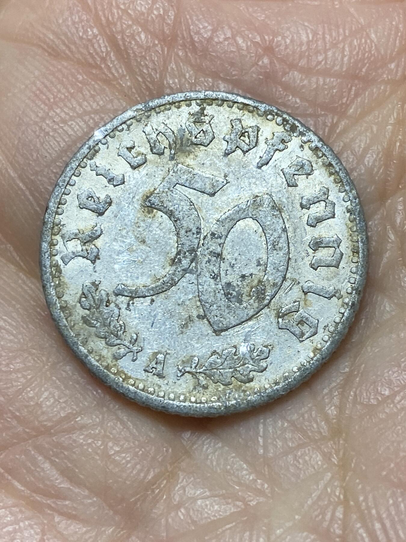 2025年第一百二十六场(总第一百五十二场）外国好品散币(免佣金) 少见–德意志第三帝国1935单年份50芬尼(A标，柏林造)