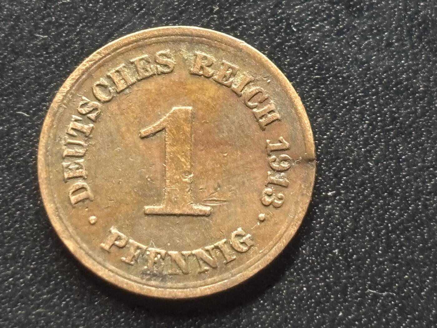 邮泉阁限时拍卖第三十五场 德国硬币专场（硬币在国外。请付邮费6元。） 德意志帝国1913年1芬尼E版