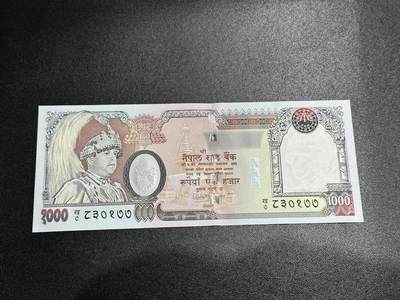 《外钞收藏家》第五百八十三期（精选场）（本期拍品丰富）（本平台长期征集拍品、欢迎藏友们联系合作） - 尼泊尔1000卢比 全新 有针孔