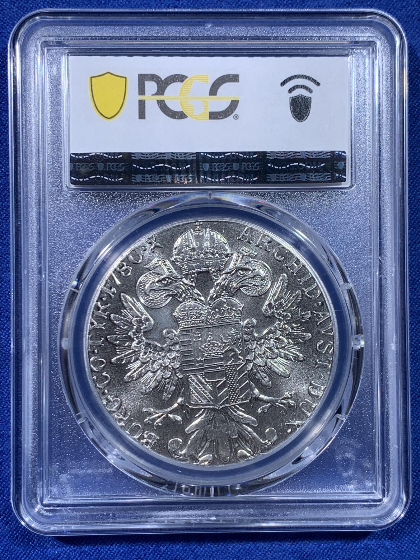 《竞宝斋》第436场 周日，周一2场连拍 （全场包邮） PCGS MS66 奥匈帝国1780年大奶妈银币 后铸版 卷拆原光