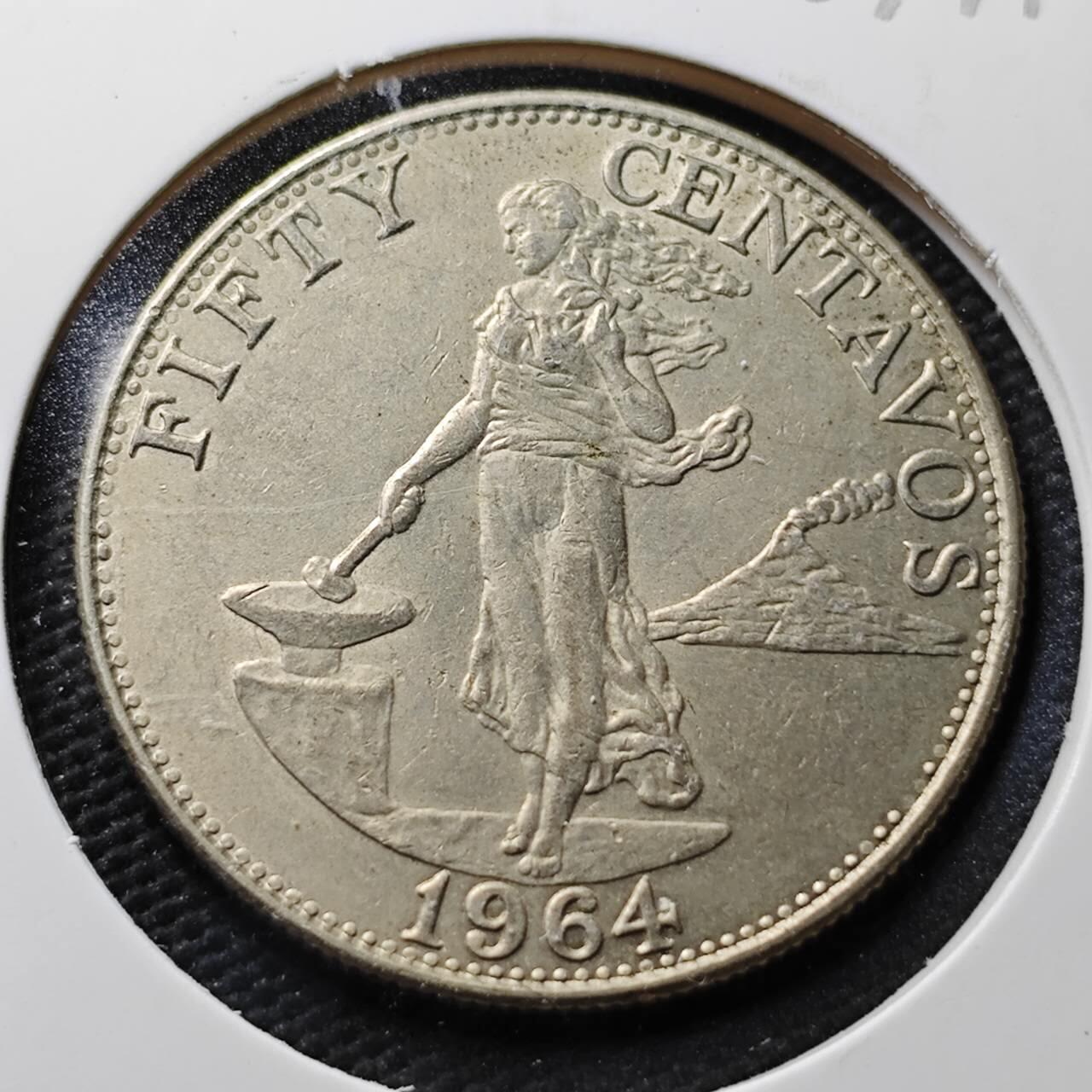 KK钱币收藏小铺  第367场  2月预留时间 周末发货  1964菲律宾打铁女神50分 细节不错