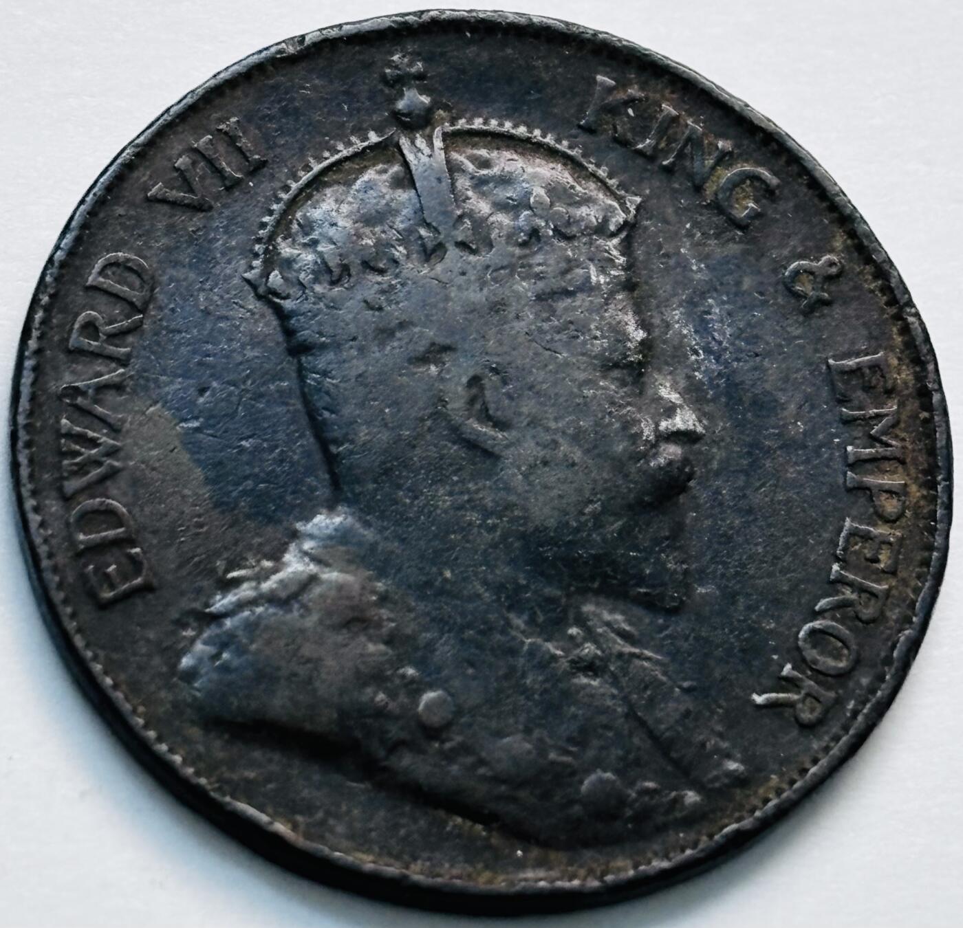 文馨钱币收藏第 280 场， 长期接收代拍品 少见 1904 年英属香港一仙大铜币，爱德华七世时期，只发行四年