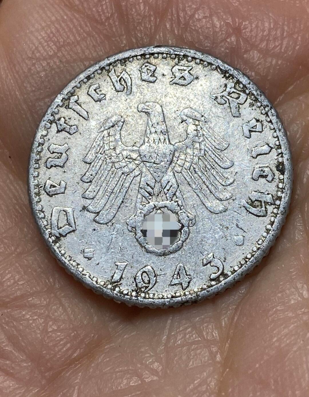 2025年第一百二十六场(总第一百五十二场）外国好品散币(免佣金) 少见–德意志第三帝国1943年50芬尼(D标，慕尼黑造)