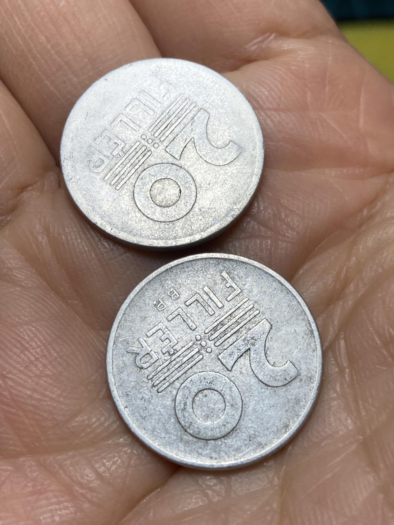 2025年第一百二十六场(总第一百五十二场）外国好品散币(免佣金) 稀少早期年份–匈牙利🇭🇺20菲勒2枚：1953年59年(第一版大尺寸光边版)