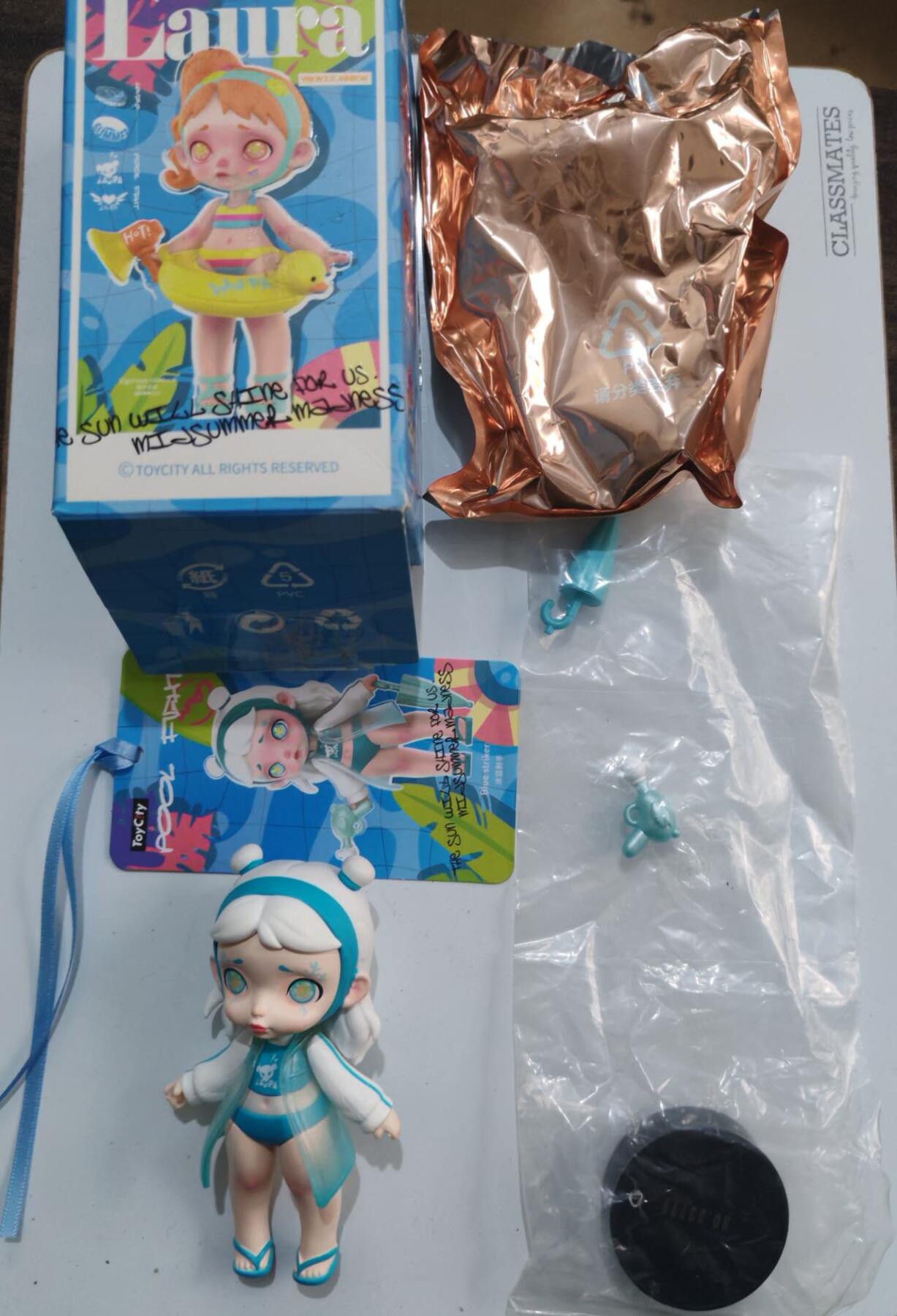 正版盲盒专场 Laura泳池大作战系列狂欢啦啦款～蓝色泳装