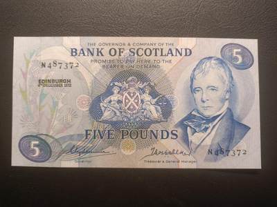 2025十一月第三期，总201期 - 苏格兰银行1972年5镑流通好品XF，诗人沃尔特斯科特，少见中高面值