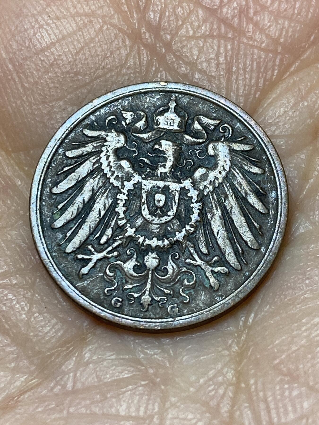 2025年第一百二十六场(总第一百五十二场）外国好品散币(免佣金) 稀少厂标–德意志帝国1906年2芬尼(威廉二世时期，G标卡尔斯鲁厄造)