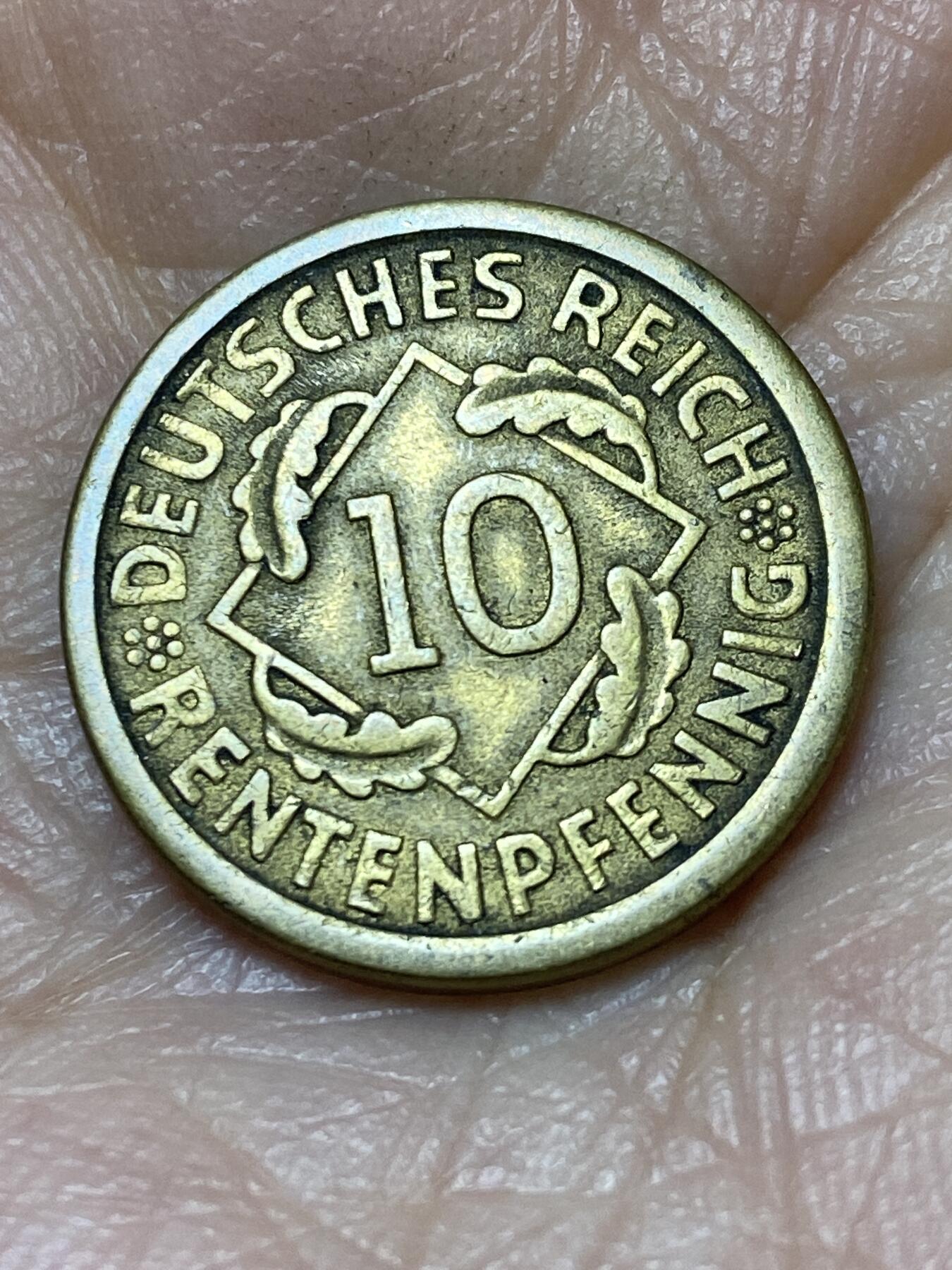 2025年第一百二十六场(总第一百五十二场）外国好品散币(免佣金) 德意志魏玛共和国1924年10芬尼(地产抵押马克，A标柏林造，仅发行3年)