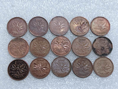 第一海外回流一元起拍收藏 散集专场  第264期 - 加拿大枫叶版1分铜币 15枚