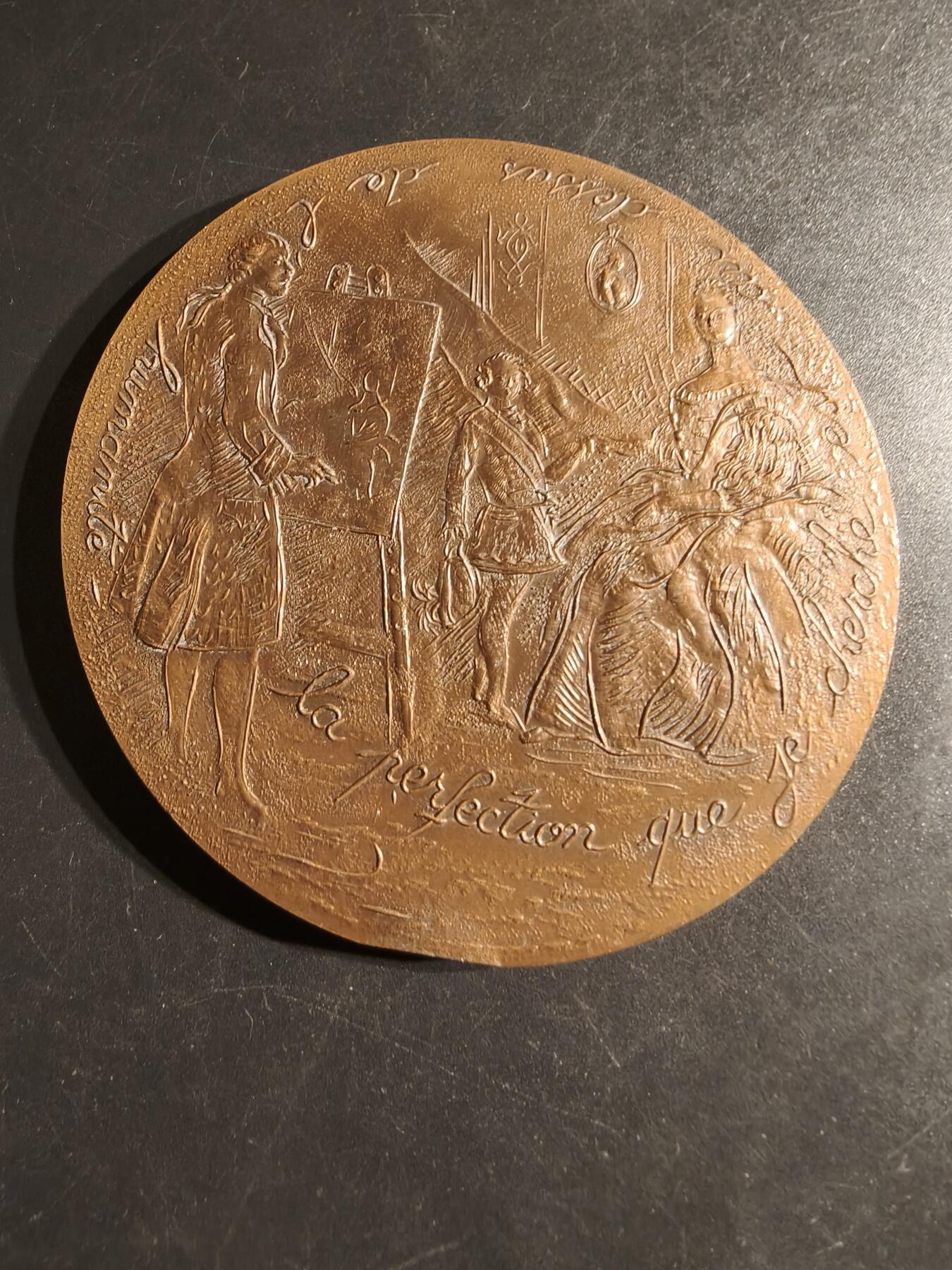 老王徽章第162期  法国洛可可时期画家莫里斯·康坦·德·拉图尔大铜章     直径76mm.   重量203.4g