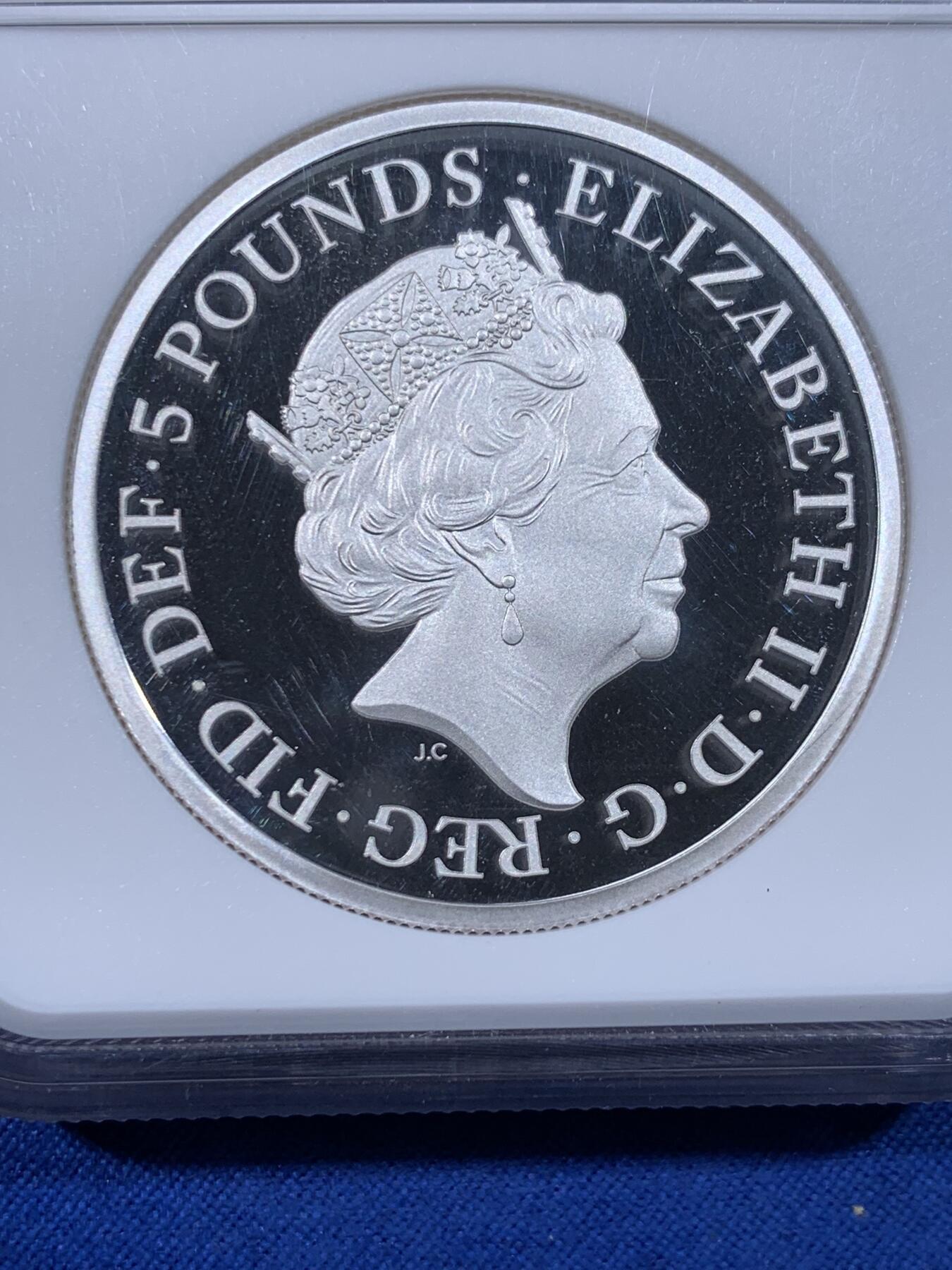 《竞宝斋》第436场 周日，周一2场连拍 （全场包邮） NGC PF69UC 英国 2022年 不列颠女神 三女性 5镑 精制2盎司银币 999纯银 62.86克 加厚盒