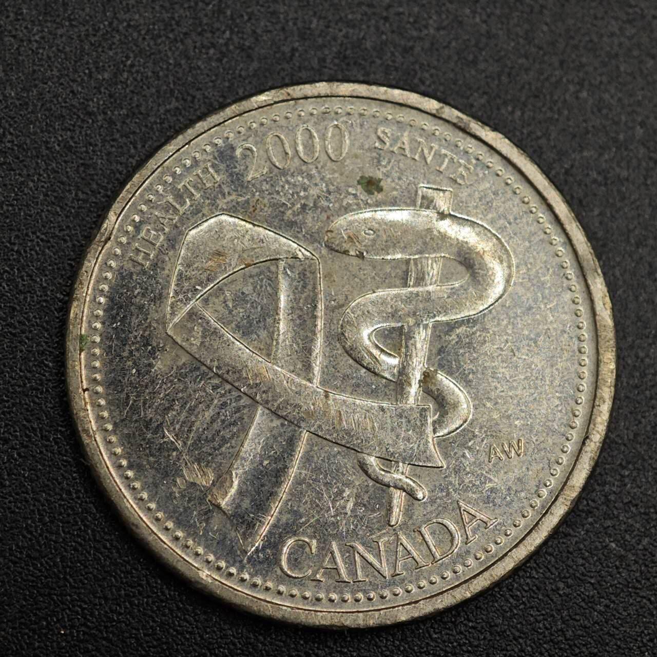 【淘币小摊】实时拍第七百九十三拍   散币场   满百包邮可预留二周 每周一统一发货   加拿大2000年25分纪念币