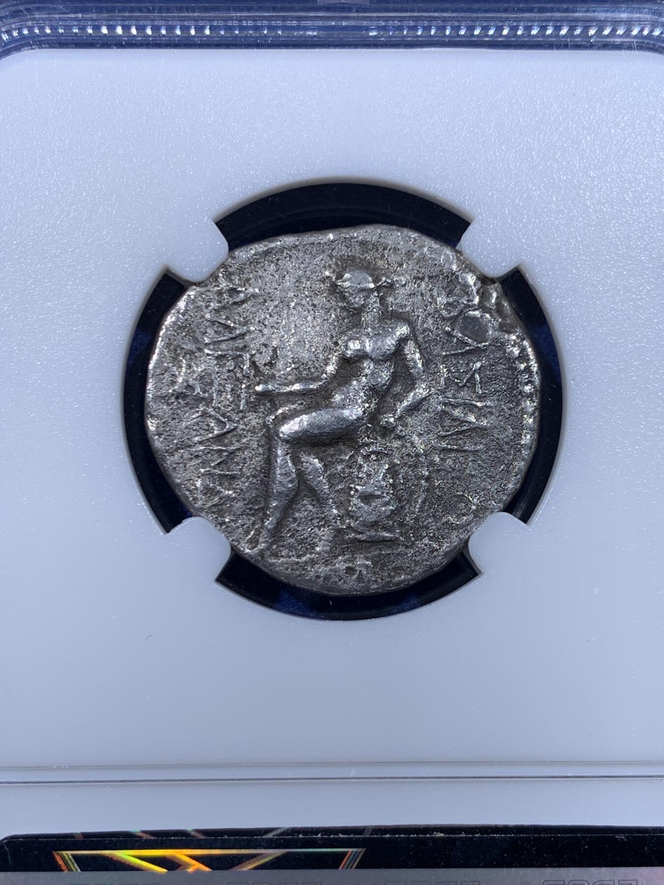 《竞宝斋》第436场 周日，周一2场连拍 （全场包邮） ZDGS CHVF 古希腊塞琉古帝国 安条克四世 四德大银币  很少见的国王版本，整体观感不错，细节见图。