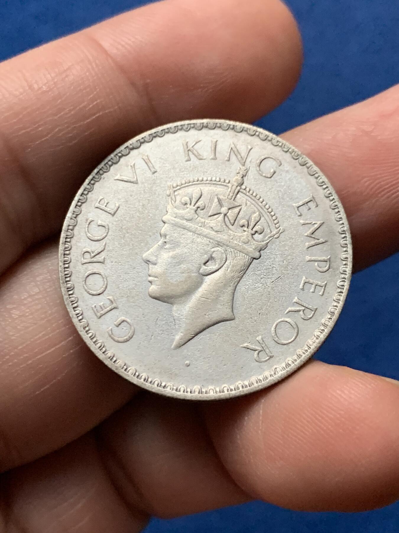 《竞宝斋》第436场 周日，周一2场连拍 （全场包邮） 英属印度1941年乔治六世一卢比银币