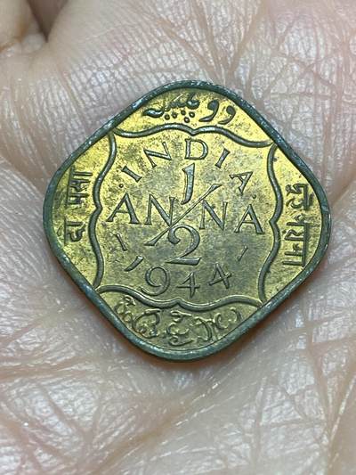 2025年第一百二十六场(总第一百五十二场）外国好品散币(免佣金) - 英属印度1944年1/2安娜(乔治六世时期)