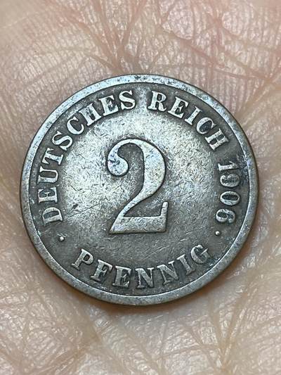 2025年第一百二十六场(总第一百五十二场）外国好品散币(免佣金) - 稀少厂标–德意志帝国1906年2芬尼(威廉二世时期，G标卡尔斯鲁厄造)