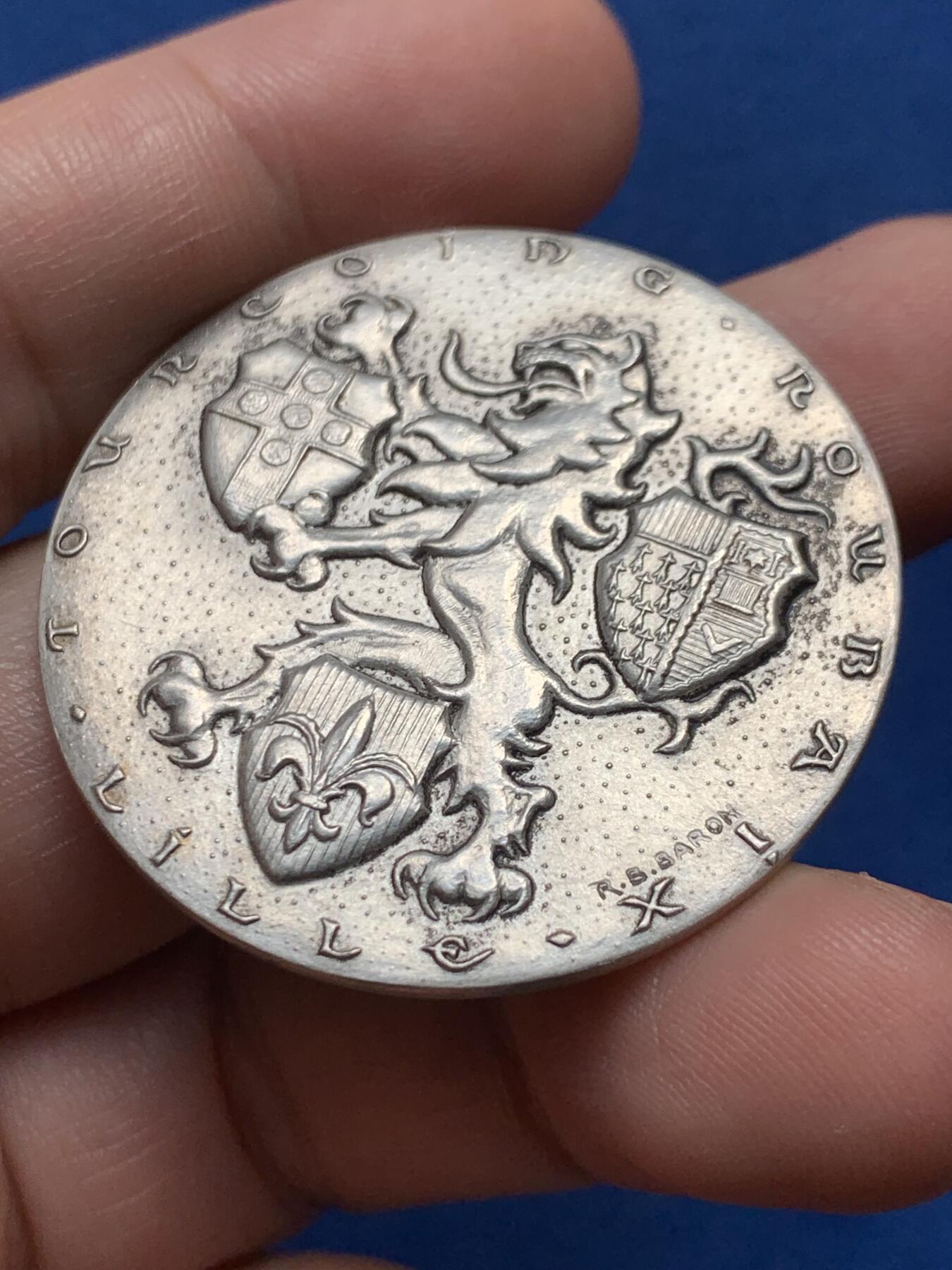 《竞宝斋》第436场 周日，周一2场连拍 （全场包邮） 法国工业商会银质奖章 直径40.5毫米 重量34.65克 925成色 边铭：丰饶角1* UNC好品相