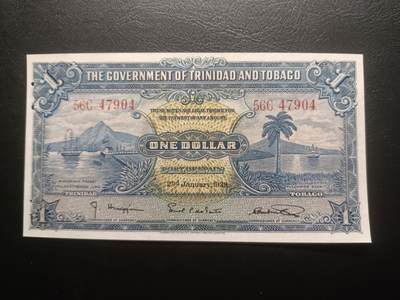 2025十一月第三期，总201期 - 英属特立尼达和多巴哥1939年1元UNC-有多处孔洞，海湾和总督府徽章，早期少见品种