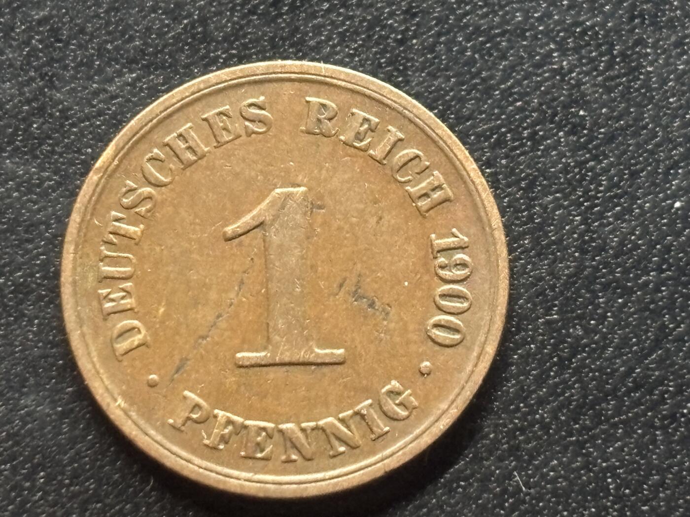 邮泉阁限时拍卖第三十五场 德国硬币专场（硬币在国外。请付邮费6元。） 德意志帝国1900年1芬尼A版