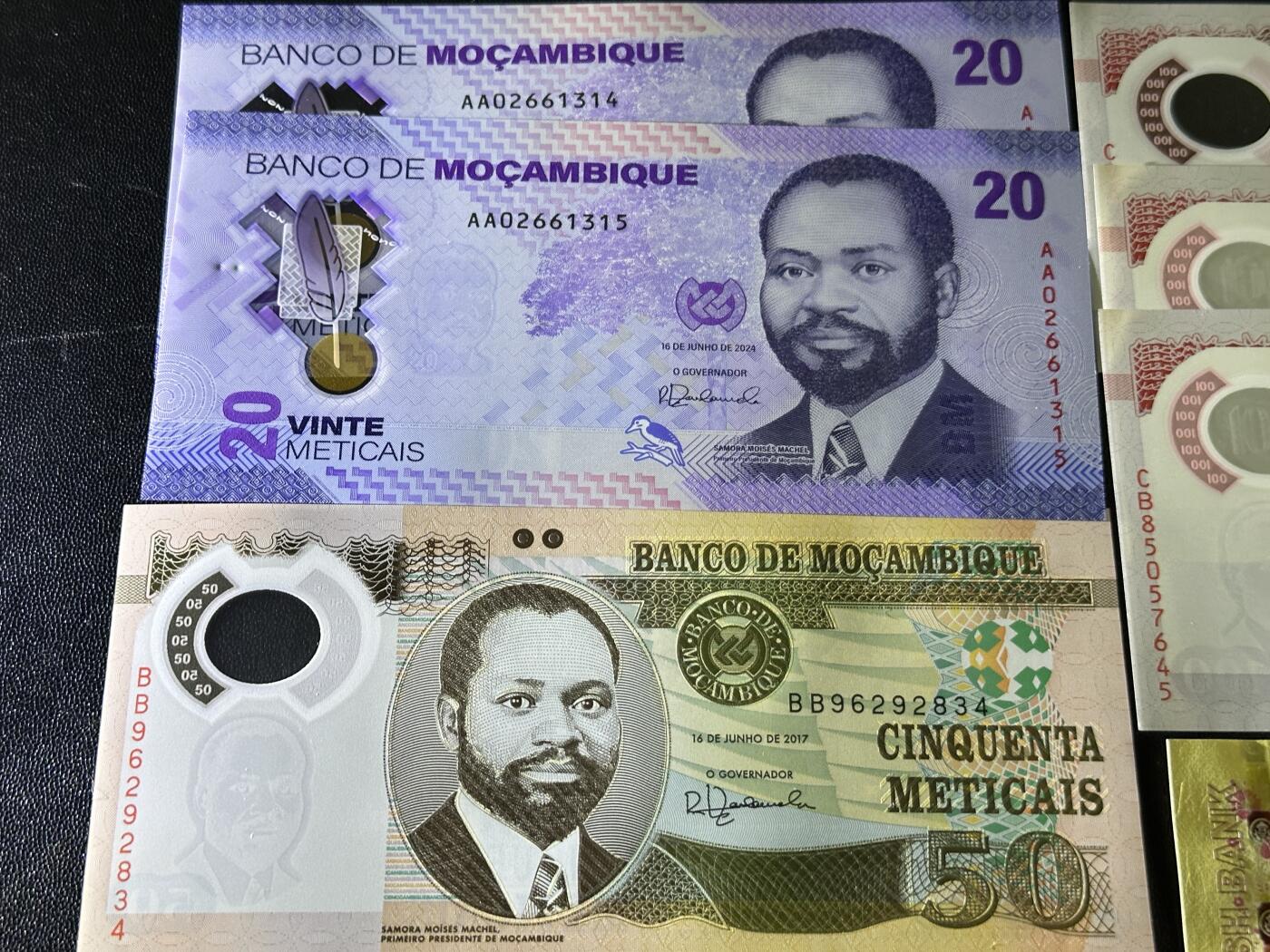 《外钞收藏家》第五百八十三期（精选场）（本期拍品丰富）（本平台长期征集拍品、欢迎藏友们联系合作） 莫桑比克20、50、100六张一起全新+圣多美和普林西比3张全新有潮+孟加拉200三张全新+埃塞俄比亚3张UNC-