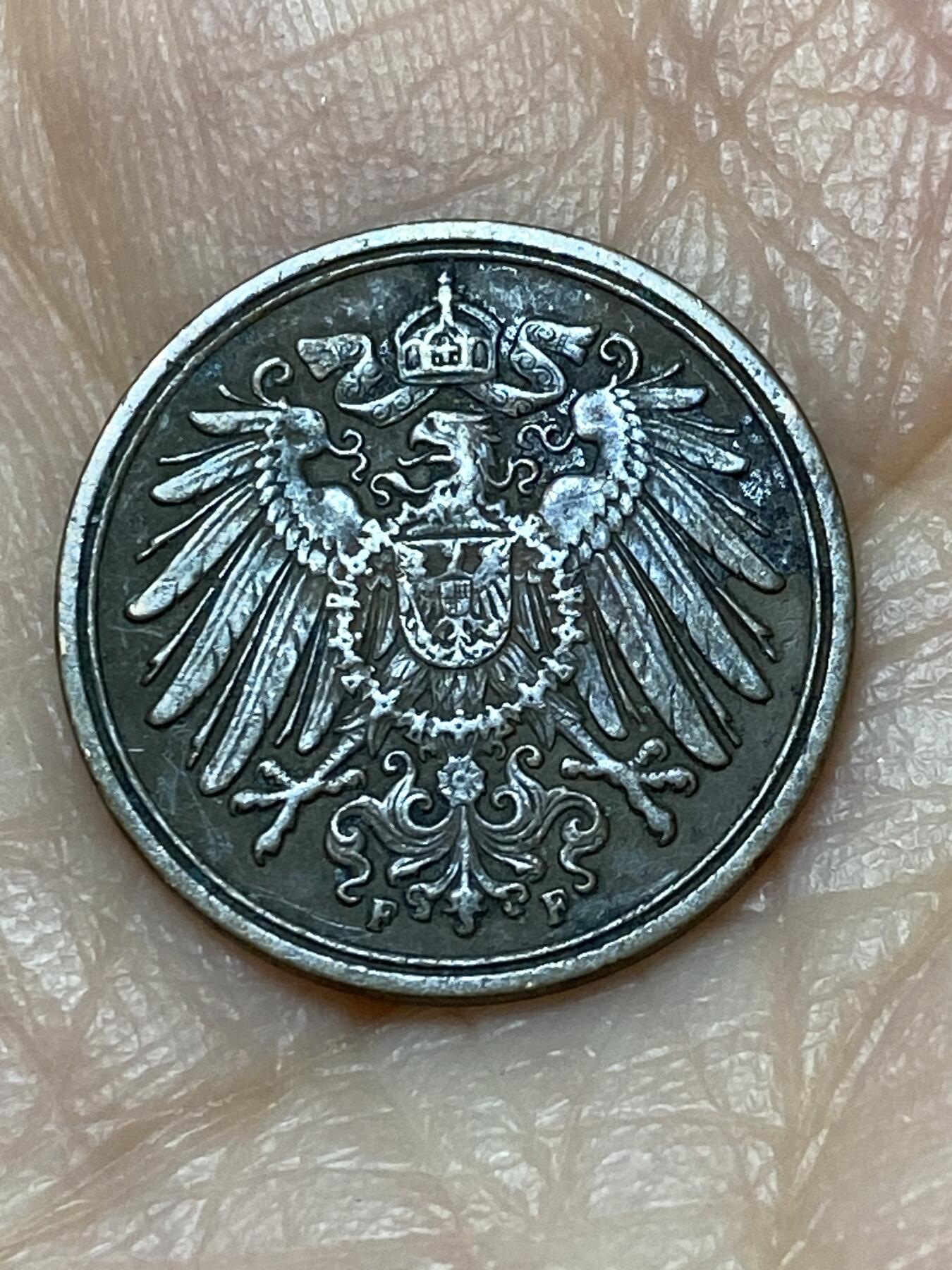 2025年第一百二十六场(总第一百五十二场）外国好品散币(免佣金) 德意志帝国1899年1芬尼(威廉二世时期，F标斯图加特造)