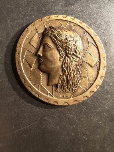 老王徽章第162期 -  法国玛丽安娜纪念章 直径48mm. 重量53.3g