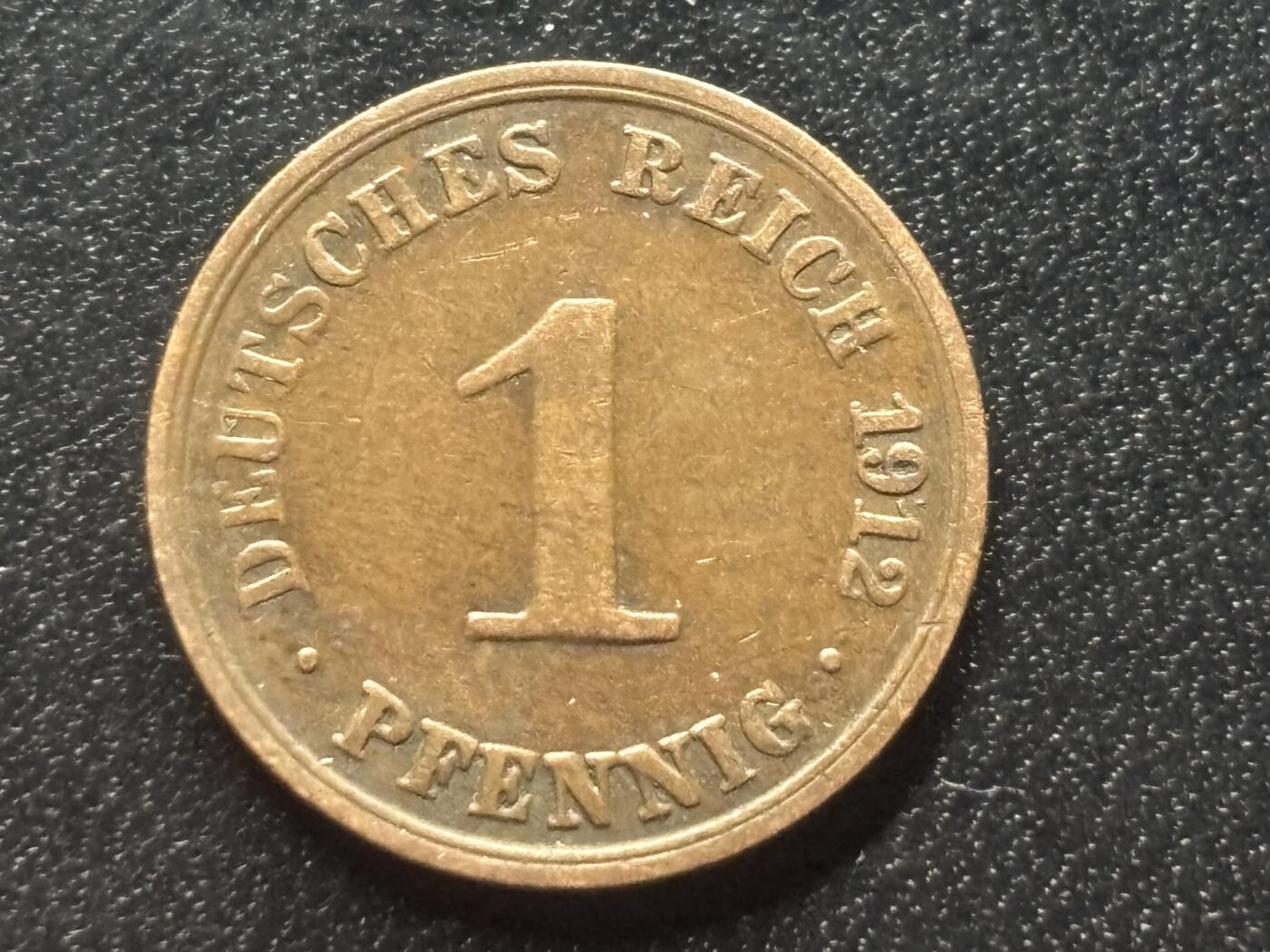 邮泉阁限时拍卖第三十五场 德国硬币专场（硬币在国外。请付邮费6元。） 德意志帝国1912年1芬尼A版