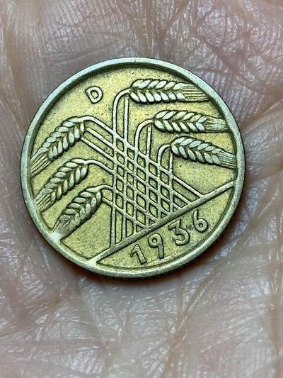 2025年第一百二十六场(总第一百五十二场）外国好品散币(免佣金) - 德意志魏玛共和国1936年10芬尼(D标，慕尼黑造，关门年)