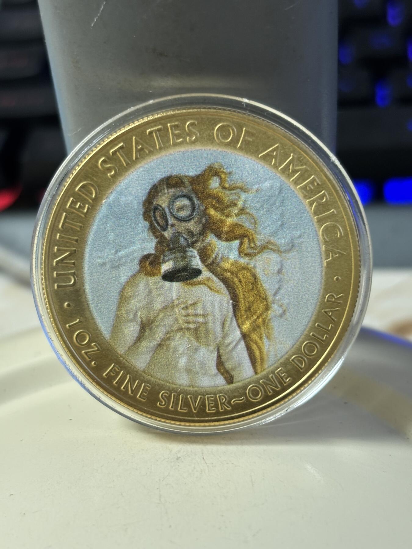 第181期拍卖 美国2020年女神鹰洋疫情名画2维纳斯的诞生彩银币，999银镀金，1盎司，发行199枚