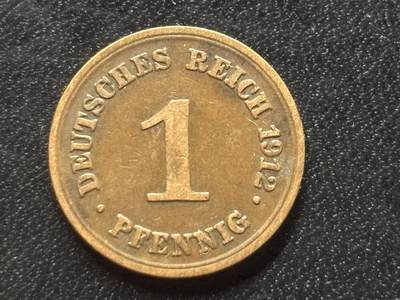 邮泉阁限时拍卖第三十五场 德国硬币专场（硬币在国外。请付邮费6元。） 德意志帝国1912年1芬尼E版