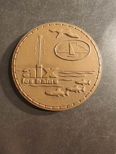 老王徽章第162期 - 法国艾克斯莱班市高尔夫球俱乐部大铜章     直径58mm.   重量101.5g