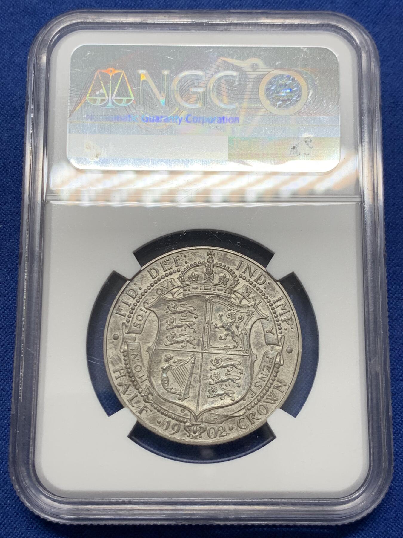 《竞宝斋》第436场 周日，周一2场连拍 （全场包邮） NGC PF62MATTE 英国1902年爱德华七世精制半克朗银币 磨砂工艺 原味状态