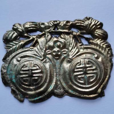 藏珍品阁专场79期 - 清末老银祝寿牌，很薄