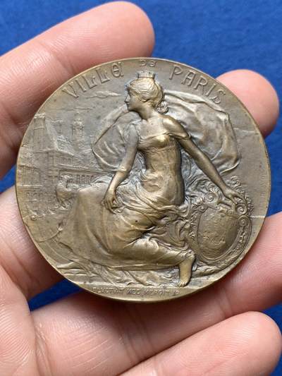 《竞宝斋》第436场 周日，周一2场连拍 （全场包邮） - 法国1926年巴黎市塞纳省新艺术运动纪念铜章 60.9克 50mm 丰饶角铜标