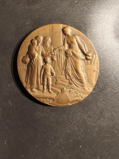 老王徽章第162期 - 法国警察互助孤儿院大铜章    大师皮列作品    直径36mm.   重量20g