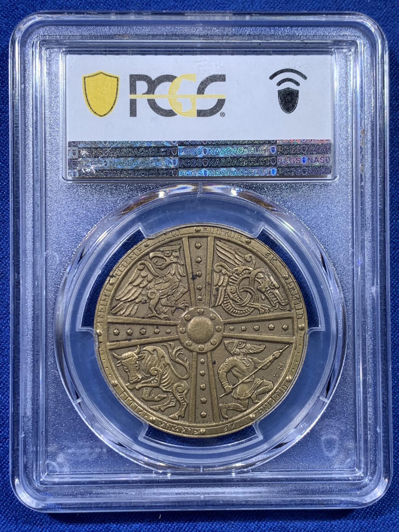 《竞宝斋》第436场 周日，周一2场连拍 （全场包邮） PCGS MS63 冰岛1930年迁徙千年纪念2克朗大铜币，手持火炬的清凉女神，高分好状态。入选克劳斯珍稀币目录