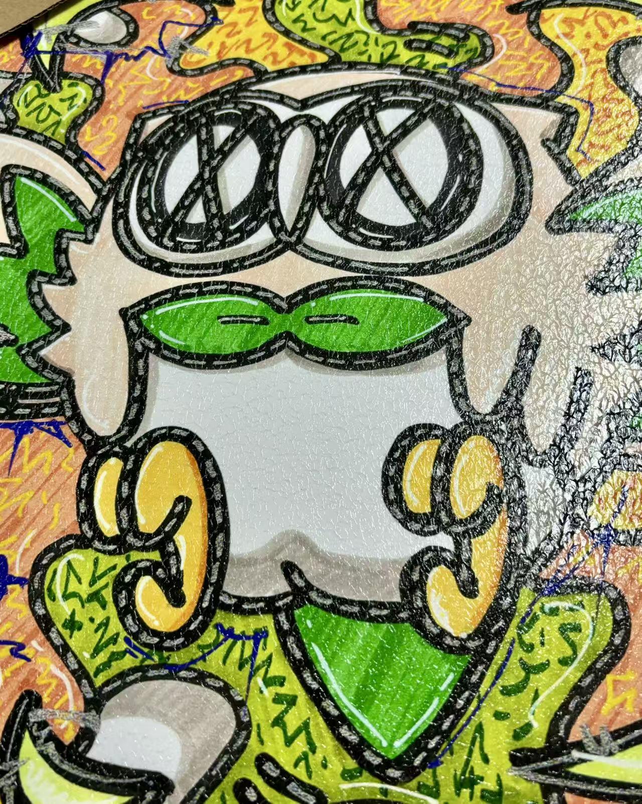 零元拍：歪歪 OWSON 系列作品装饰肌理画《宝可梦-木木鸮》，相框尺寸35/35CM。因展品出展，镜框可能有轻微划痕，介意勿拍