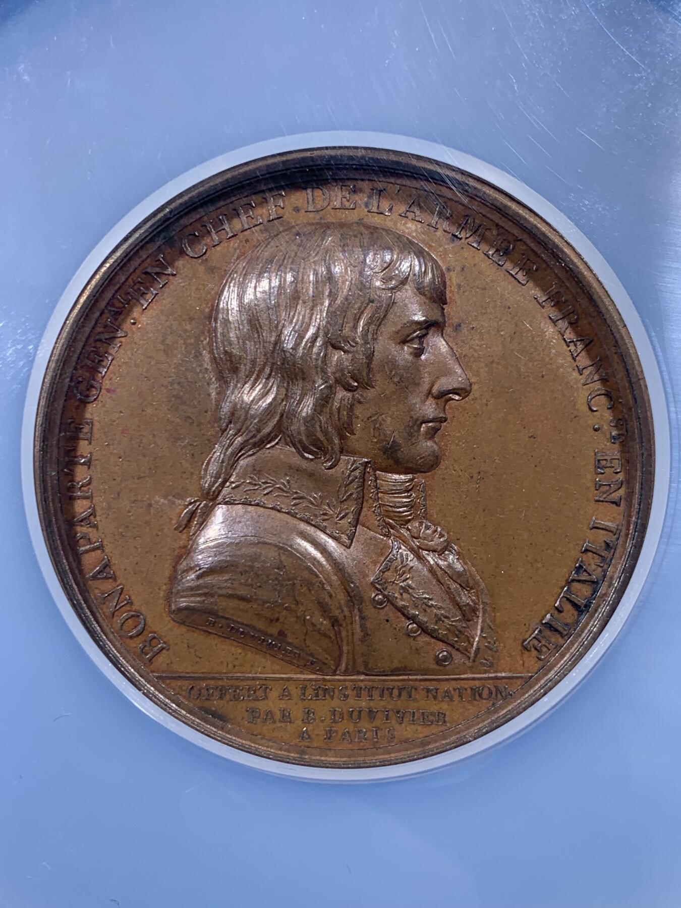 《竞宝斋》第436场 周日，周一2场连拍 （全场包邮） NGC MS62BN 法国1797 拿破仑坎波福米奥合约纪念铜章 56mm 加大加厚盒