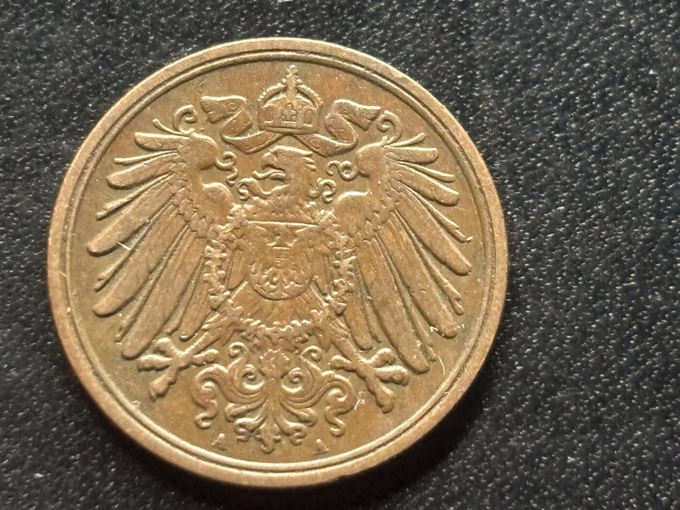 邮泉阁限时拍卖第三十五场 德国硬币专场（硬币在国外。请付邮费6元。） 德意志帝国1900年1芬尼A版