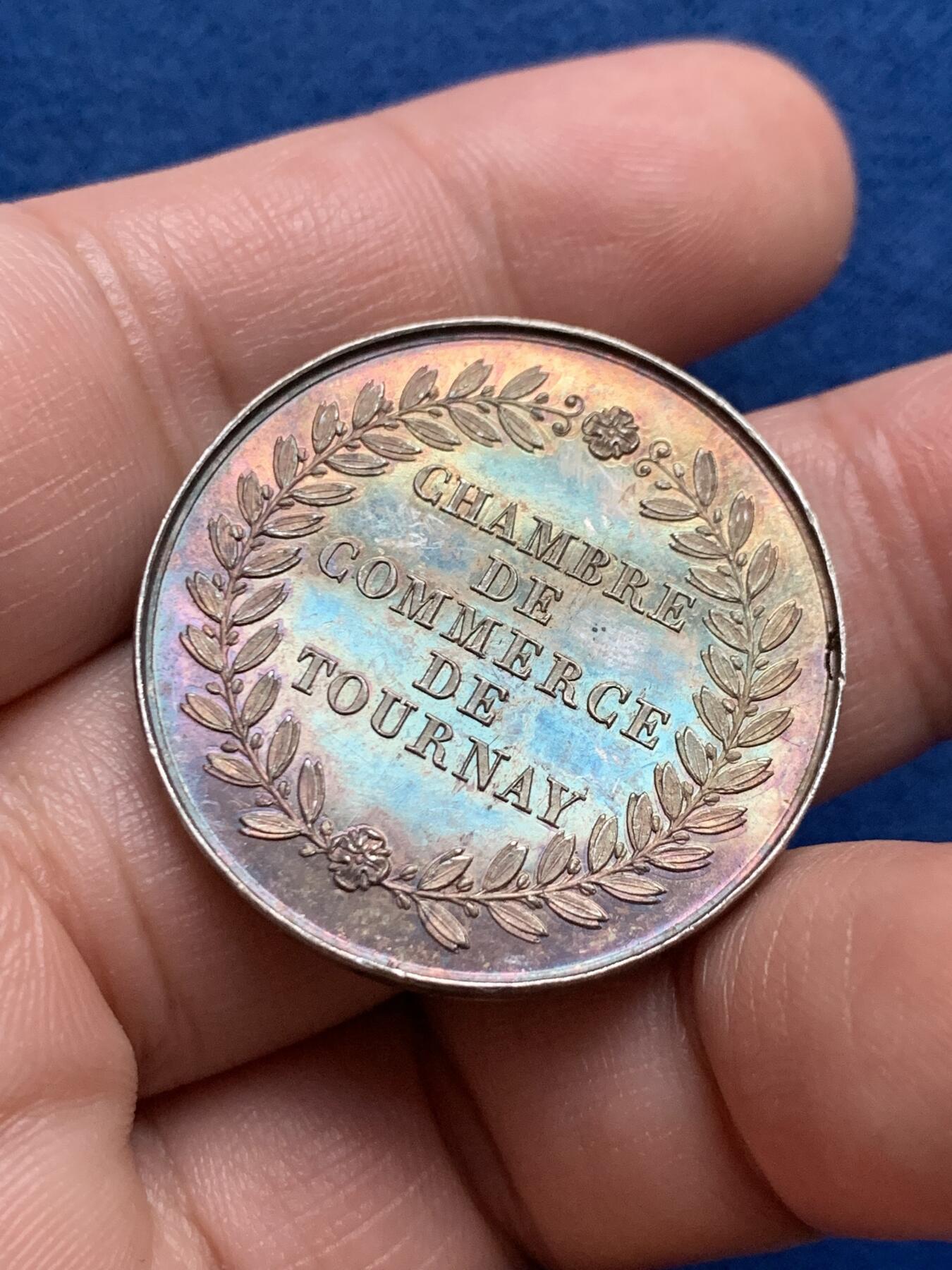 《竞宝斋》第436场 周日，周一2场连拍 （全场包邮） 比利时图尔奈商会银代币 11.45克 31.2mm