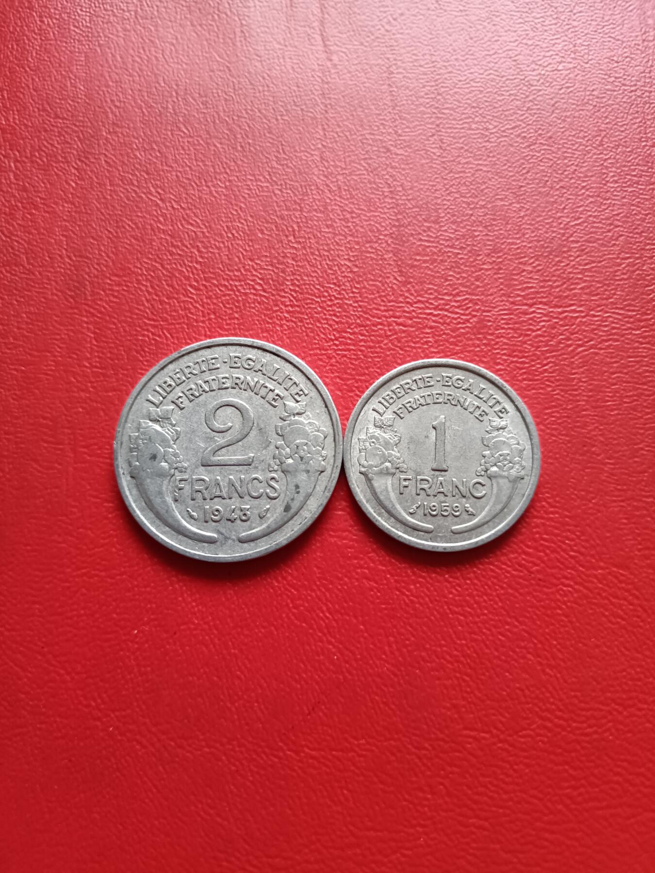 【云涧收藏】第七十八场 法国铝版1、2法朗2枚