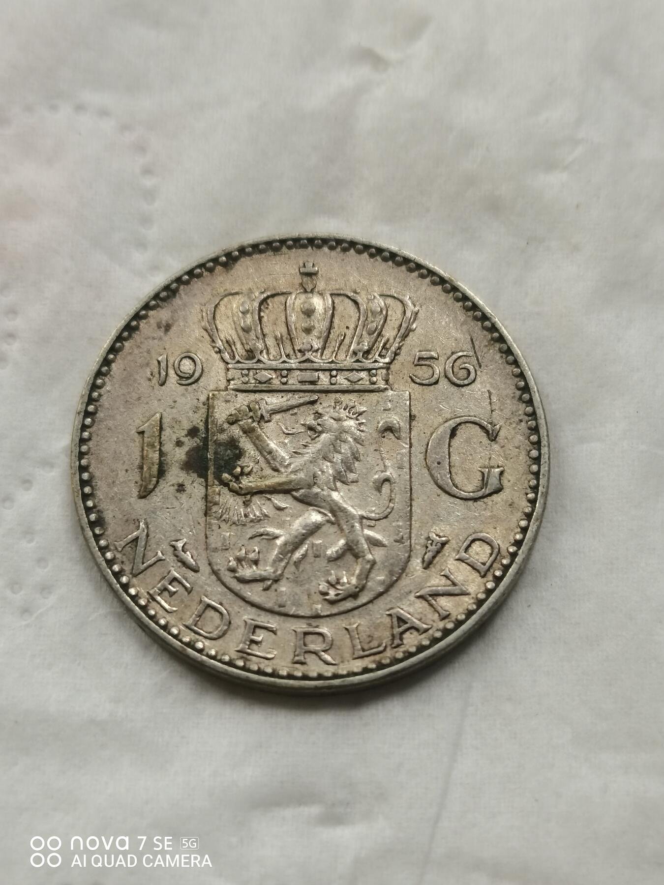 银币 56年荷兰1盾银币