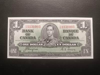 2025十一月第三期，总201期 - 加拿大1937版1元UNC-后期签名无47，乔治六世国王和农神