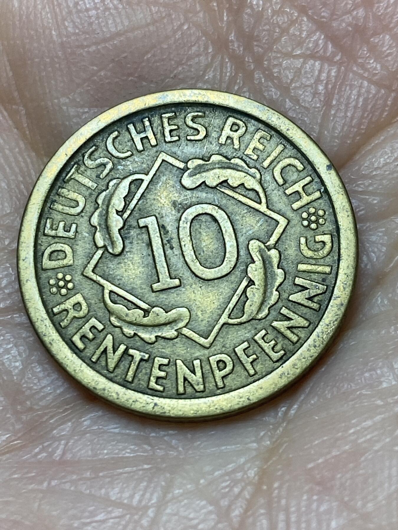 2025年第一百二十六场(总第一百五十二场）外国好品散币(免佣金) 德意志魏玛共和国1924年10芬尼(地产抵押马克，A标，柏林造，仅发行3年)