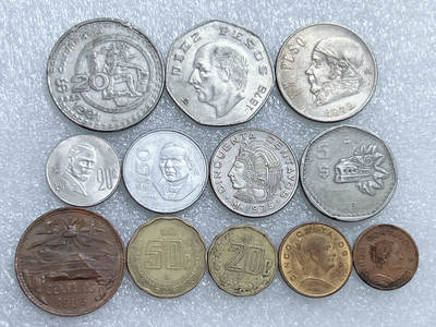 第一海外回流一元起拍收藏 散集专场  第264期 - 墨西哥硬币 12枚 无重复