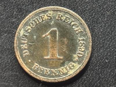 邮泉阁限时拍卖第三十五场 德国硬币专场（硬币在国外。请付邮费6元。） - 德意志帝国1890年1芬尼E版