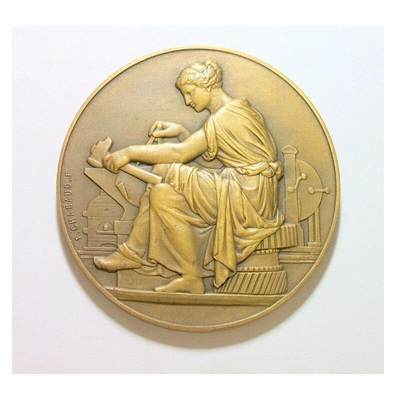 法国1930年 女神坐像高浮雕精制大铜章 50MM - 法国1930年 女神坐像高浮雕精制大铜章 50MM