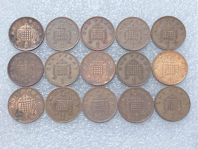 第一海外回流一元起拍收藏 散集专场  第264期 - 英国1便士硬币 15枚