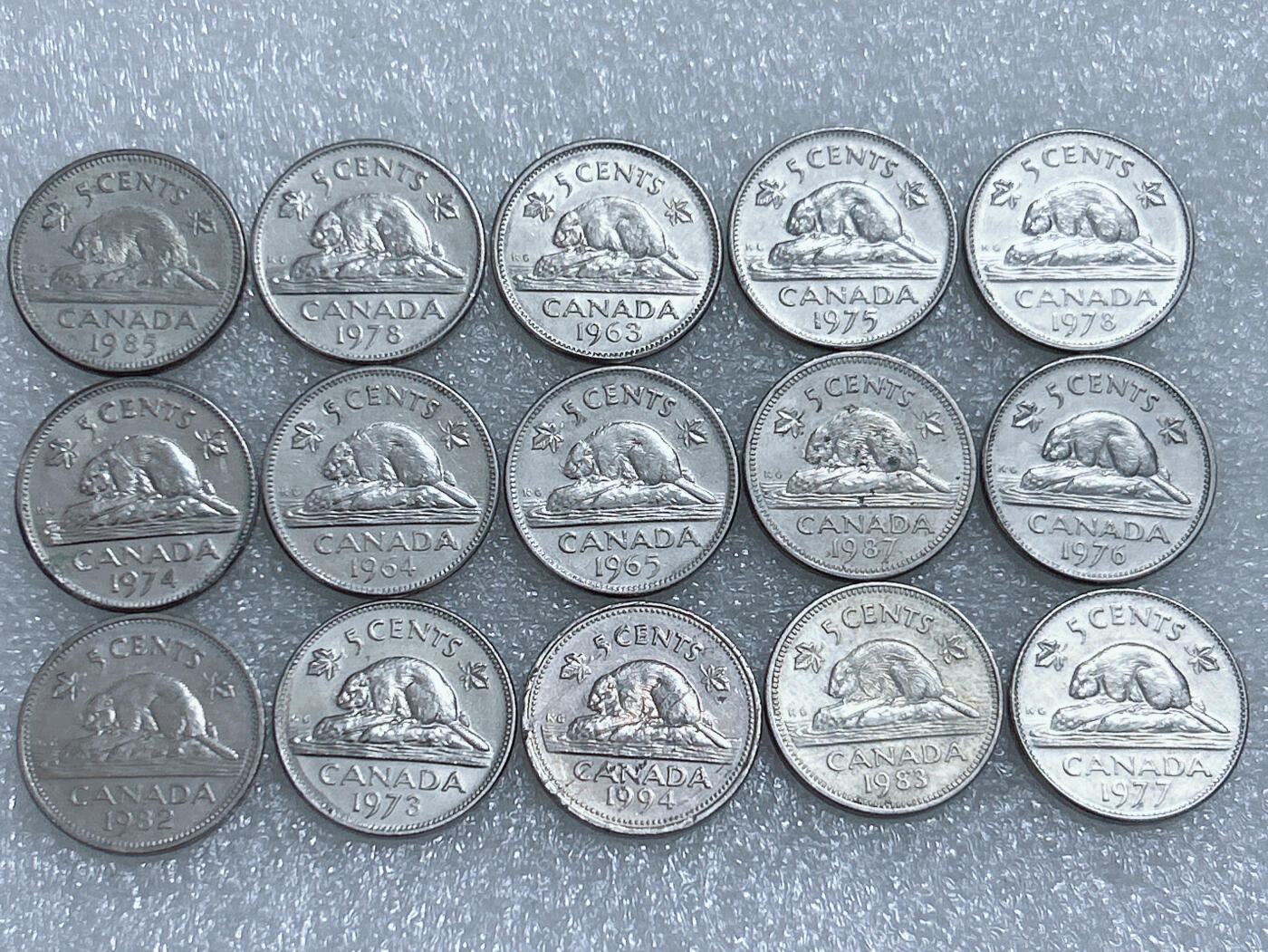 第一海外回流一元起拍收藏 散集专场  第264期 加拿大海狸版5分硬币 15枚